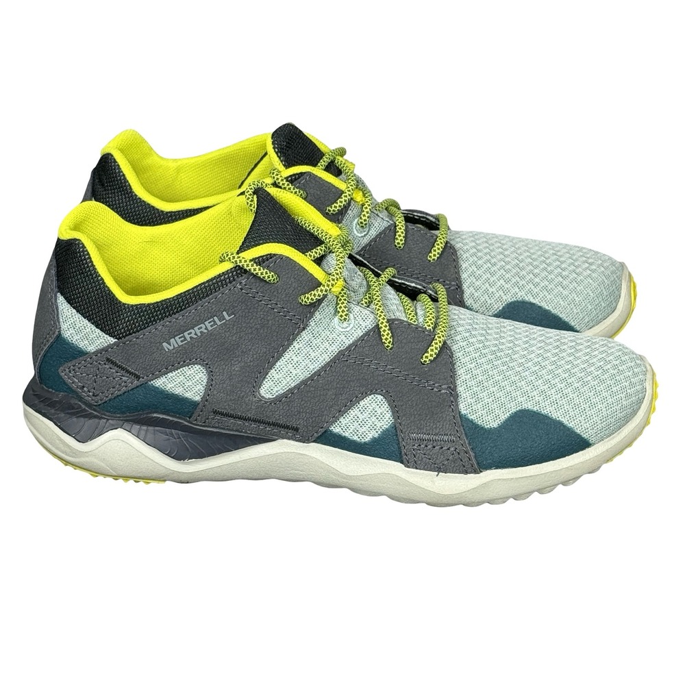Merrell 1six8 Womens 8.5 Mesh Running Shoes Blue‎ Neon Yellow Sneaker - Picture 4 of 11